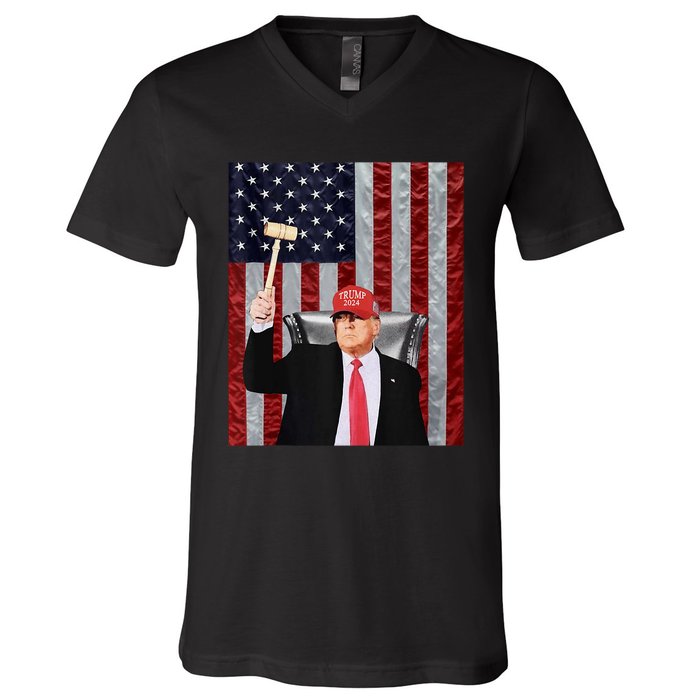 Trump Speaker Of The House Usa Flag Design 2024 President V-Neck T-Shirt