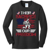 Their Sacrifice Our Freedom Memorial Day Graphic Kids Long Sleeve Shirt