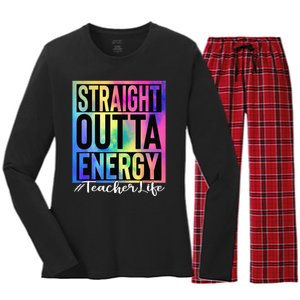 Teacher Straight Outta Energy Teacher Life Tie Dye Women's Long Sleeve Flannel Pajama Set 