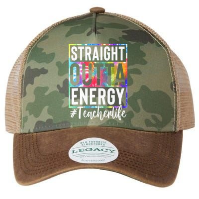 Teacher Straight Outta Energy Teacher Life Legacy Tie Dye Trucker Hat