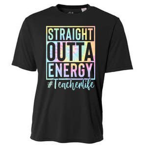 Teacher Straight Outta Energy Teacher Life Tie Dye Cooling Performance Crew T-Shirt