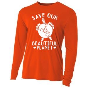 Turtles Save Our Beautiful Planet Cool Gift Environt Earth Day Gift Cooling Performance Long Sleeve Crew