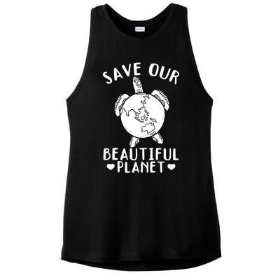 Turtles Save Our Beautiful Planet Cool Gift Environt Earth Day Gift Ladies PosiCharge Tri-Blend Wicking Tank