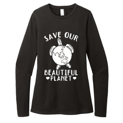 Turtles Save Our Beautiful Planet Cool Gift Environt Earth Day Gift Womens CVC Long Sleeve Shirt