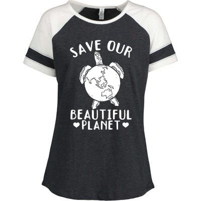 Turtles Save Our Beautiful Planet Cool Gift Environt Earth Day Gift Enza Ladies Jersey Colorblock Tee