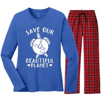 Turtles Save Our Beautiful Planet Cool Gift Environt Earth Day Gift Women's Long Sleeve Flannel Pajama Set 