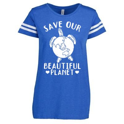 Turtles Save Our Beautiful Planet Cool Gift Environt Earth Day Gift Enza Ladies Jersey Football T-Shirt