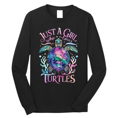 Turtle Sea Ocean Cute Just A Girl Who Loves Turtles Long Sleeve Shirt