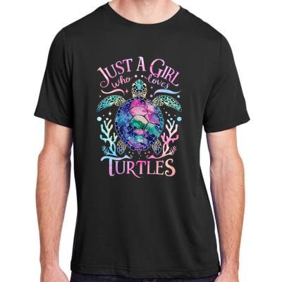 Turtle Sea Ocean Cute Just A Girl Who Loves Turtles Adult ChromaSoft Performance T-Shirt