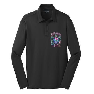 Turtle Sea Ocean Cute Just A Girl Who Loves Turtles Silk Touch Performance Long Sleeve Polo