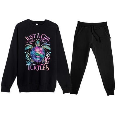 Turtle Sea Ocean Cute Just A Girl Who Loves Turtles Premium Crewneck Sweatsuit Set