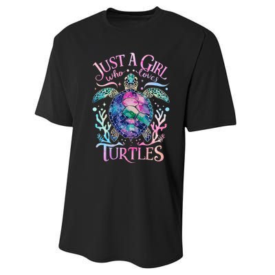 Turtle Sea Ocean Cute Just A Girl Who Loves Turtles Performance Sprint T-Shirt