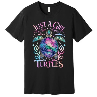 Turtle Sea Ocean Cute Just A Girl Who Loves Turtles Premium T-Shirt