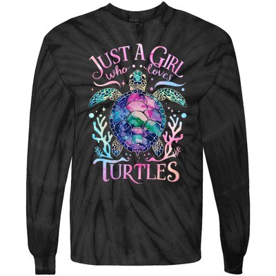 Turtle Sea Ocean Cute Just A Girl Who Loves Turtles Tie-Dye Long Sleeve Shirt