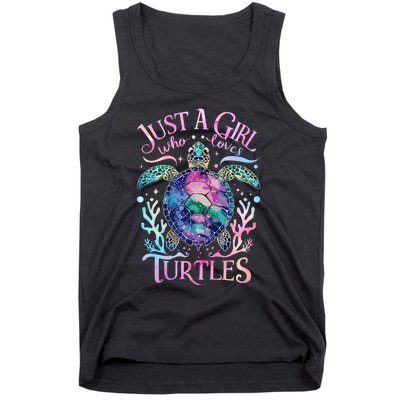 Turtle Sea Ocean Cute Just A Girl Who Loves Turtles Tank Top