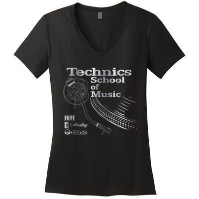 Technics School Of Music Women's V-Neck T-Shirt