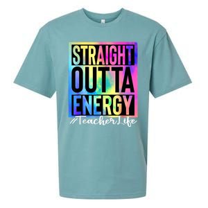 Teacher Straight Outta Energy Teacher Life Tie Dye Sueded Cloud Jersey T-Shirt