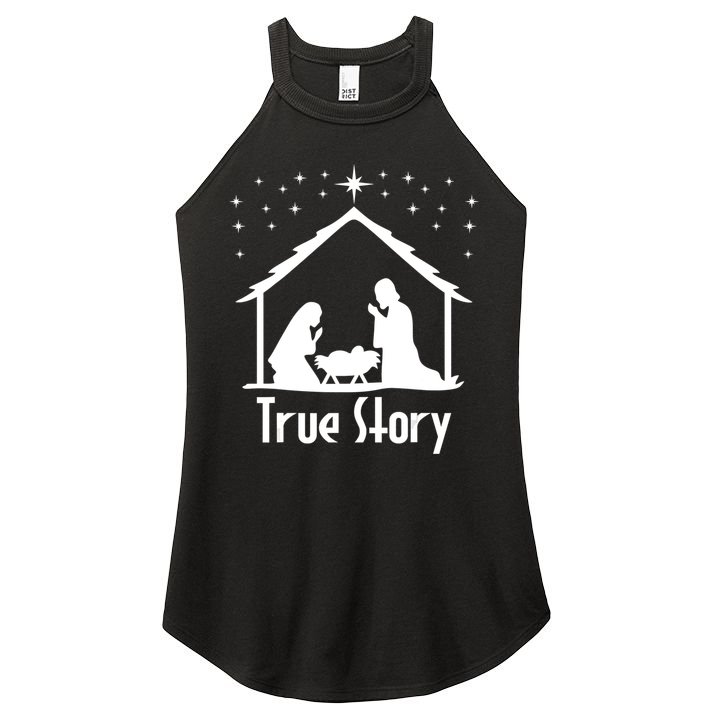 True Story Of Jesus Birth Nativity Christmas Religious Women's Perfect Tri Rocker Tank