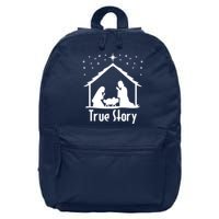 True Story Of Jesus Birth Nativity Christmas Religious 16 in Basic Backpack