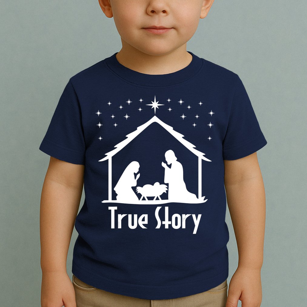 True Story Of Jesus Birth Nativity Christmas Religious Toddler T-Shirt
