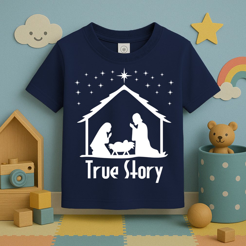 True Story Of Jesus Birth Nativity Christmas Religious Toddler T-Shirt