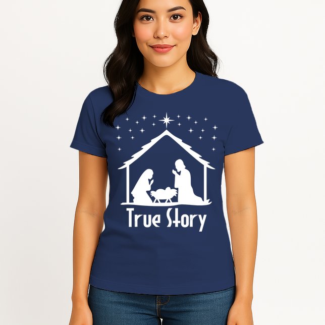 True Story Of Jesus Birth Nativity Christmas Religious Womens T-Shirt