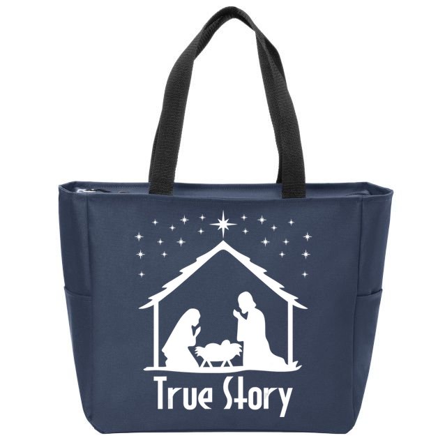 True Story Of Jesus Birth Nativity Christmas Religious Zip Tote Bag