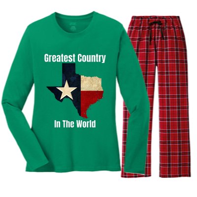 The State Of Texas Is The Greatest Country In The World Women's Long Sleeve Flannel Pajama Set 