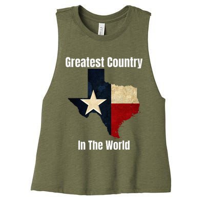 The State Of Texas Is The Greatest Country In The World Women's Racerback Cropped Tank