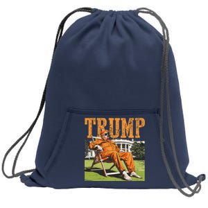 Trump Sitting On Deck Chair 2024 Presidential Election Sweatshirt Cinch Pack Bag