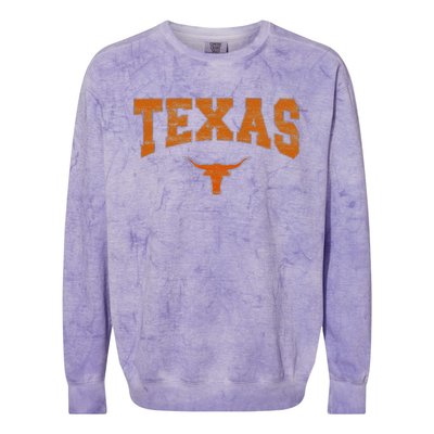 Texas State Of Texas Orange Text Colorblast Crewneck Sweatshirt