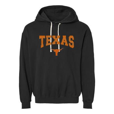 Texas State Of Texas Orange Text Garment-Dyed Fleece Hoodie