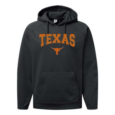 Texas State Of Texas Orange Text Performance Fleece Hoodie