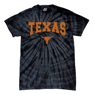 Texas State Of Texas Orange Text Tie-Dye T-Shirt