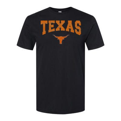 Texas State Of Texas Orange Text Softstyle CVC T-Shirt