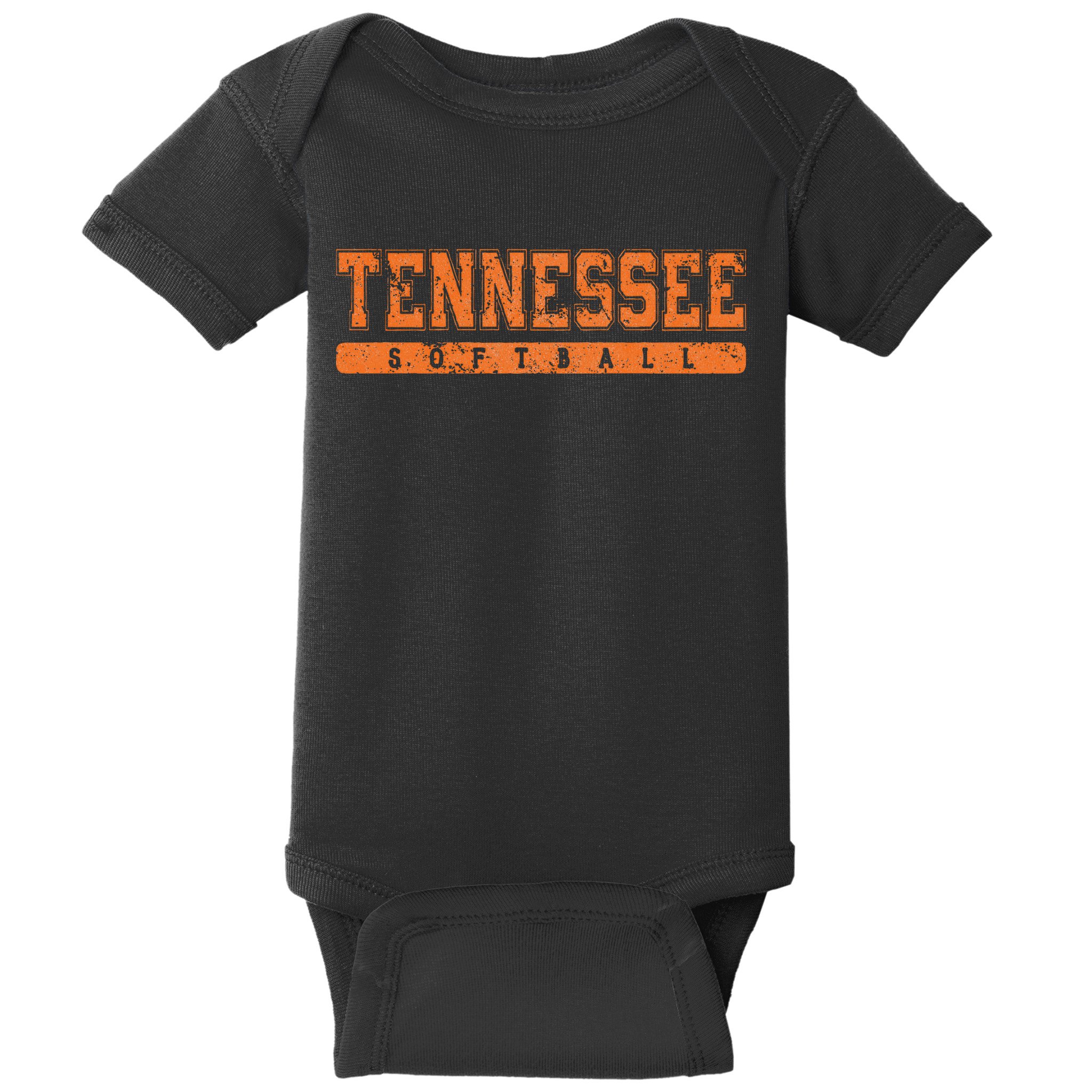 Tennessee Softball Orange Vintage Text Baby Bodysuit