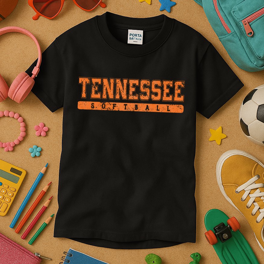 Tennessee Softball Orange Vintage Text Kids T-Shirt