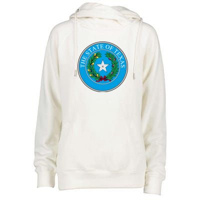 The State Of Texas Seal Womens Funnel Neck Pullover Hood