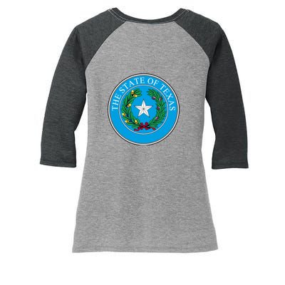 The State Of Texas Seal Women's Tri-Blend 3/4-Sleeve Raglan Shirt