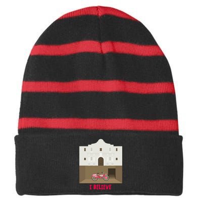 The Secret Of The Alamo Striped Beanie with Solid Band