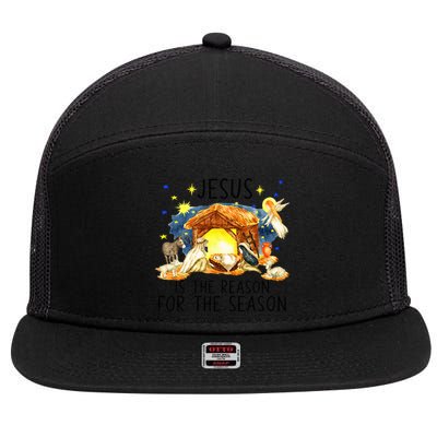 True Story of Jesus Birth Christmas Nativity Catholic Xmas  7 Panel Mesh Trucker Snapback Hat