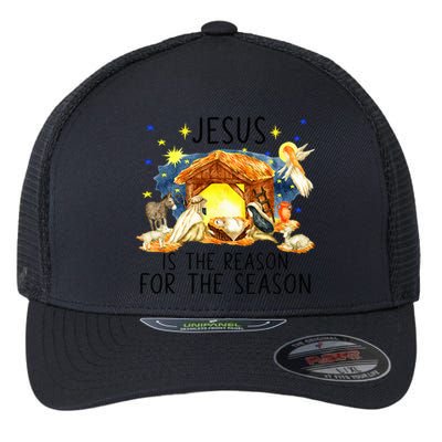 True Story of Jesus Birth Christmas Nativity Catholic Xmas  Flexfit Unipanel Trucker Cap