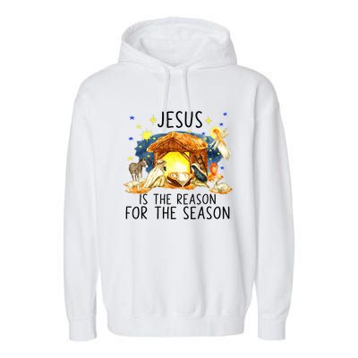 True Story of Jesus Birth Christmas Nativity Catholic Xmas  Garment-Dyed Fleece Hoodie