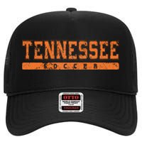 Tennessee Soccer Orange Vintage Text High Crown Mesh Back Trucker Hat