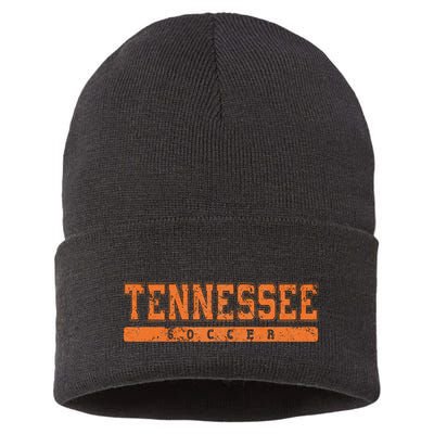 Tennessee Soccer Orange Vintage Text Sustainable Knit Beanie