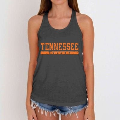 Tennessee Soccer Orange Vintage Text Women's Knotted Racerback Tank