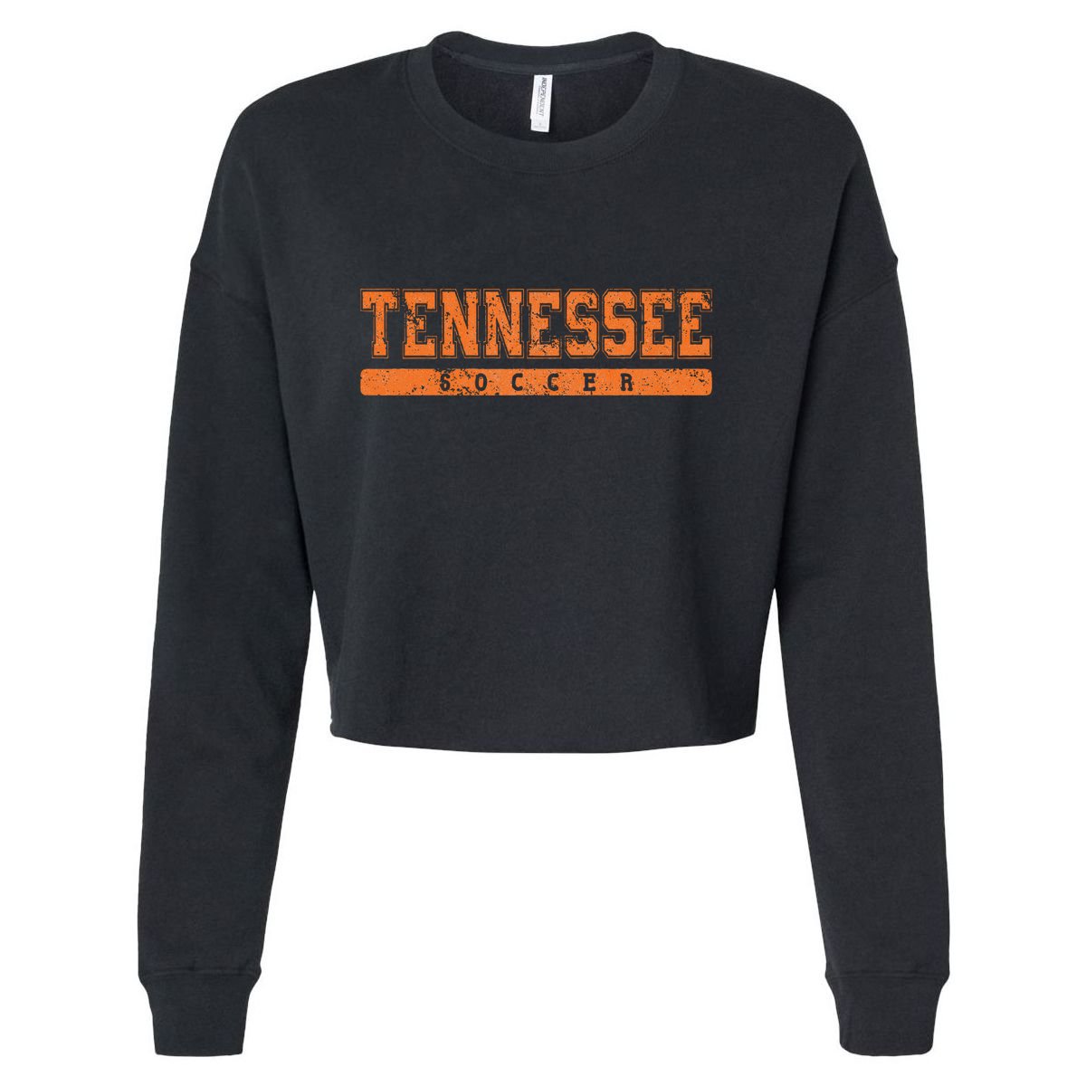 Tennessee Soccer Orange Vintage Text Cropped Pullover Crew
