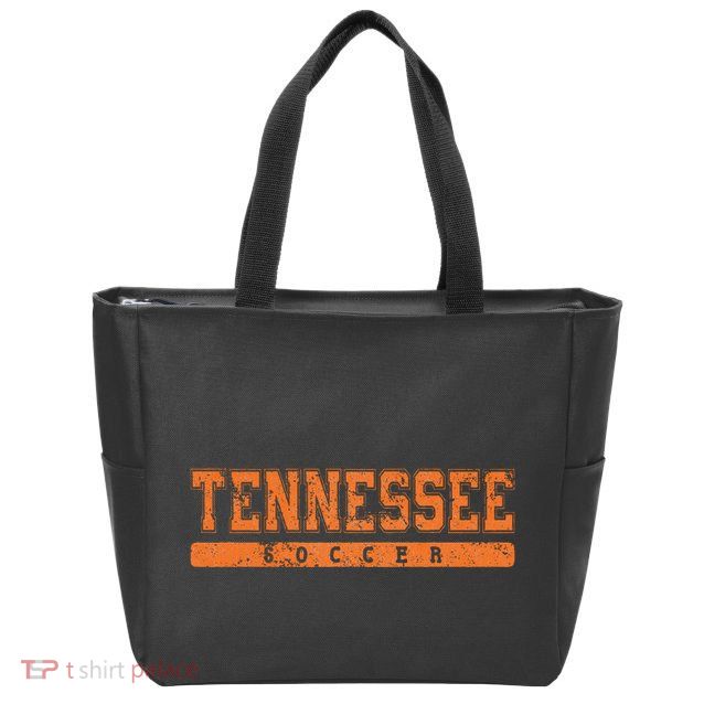 Tennessee Soccer Orange Vintage Text Zip Tote Bag