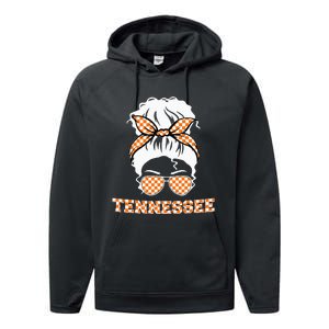 Tennessee State Orange Usa Messy Bun Hair Pride Performance Fleece Hoodie