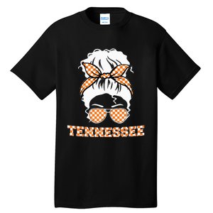 Tennessee State Orange Usa Messy Bun Hair Pride Tall T-Shirt